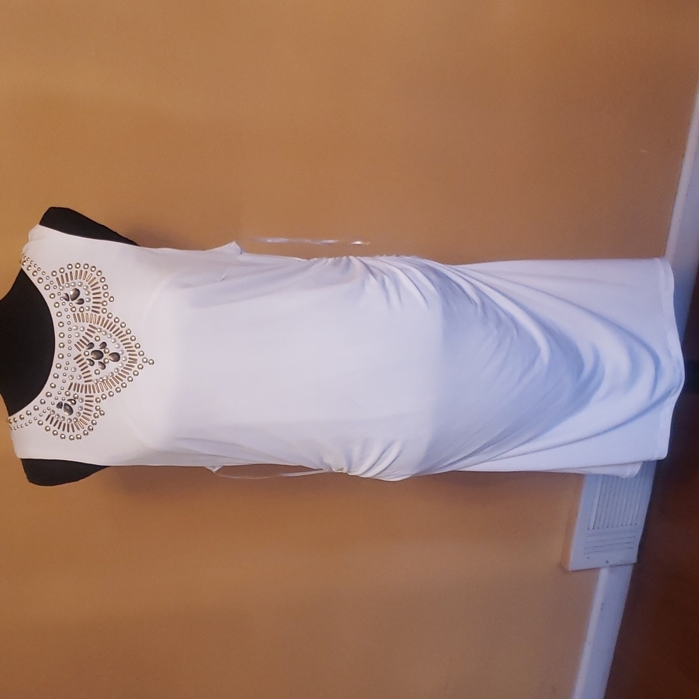 Thalia Sodi White Ruched Embellished Cocktail Dress Size XL